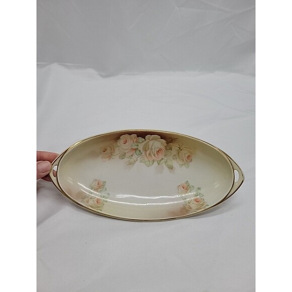 Antique Royal Rudolstadt PRUSSIA Celery Pickle Plate Dish Gold Rim - Picture 2 of 12